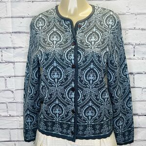 Pendleton Women Merino Wool Damask Tapestry Button Front Cardigan Sweater Small